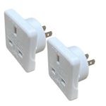 2x Adapter UK to USA Canada Mexico Dominican Republic Travel Adaptor Plug