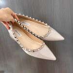 Brand Heels Women Shoes Metal Rivet Pointed Pumps Fashion Sexy Women Flats Singl