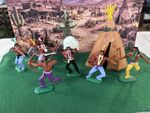 RARE Vintage Timpo Swoppets Indians - Unusual Lemon/Lime & Purple Leg Variants -