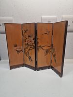 Vintage Chinese Asian Carved Wooden 4 Panel Folding Table Top Screen pingfeng