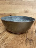 Antique Tinned Copper Bowl Plain Heavy handmade Simple shape