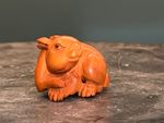 19thC Japanese Boxwood Netsuke Hare Signed Mark Haruyama 春山