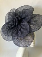 Navy Sinamay Fascinator For Races, Proms , Weddings