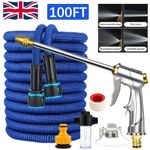 100FT Stainless Steel Garden Hose Pipe Water Rust-Proof Kink-Free With Spray Gun