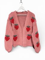 Strawberry Chunky Knit Cardigan Next Pink Cotton Blend New RRP £48 XS S M L XL🍓