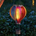 45cm Solar Flame Effect Rainbow Hot Air Balloon Hanging LED Outdoor Lantern
