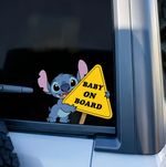 Disney Stitch Baby On Board  Car Safety Sticker Decal