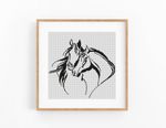 Horses in Love Monochrome Counted 14 Count Cross Stitch Kit