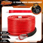 13500lbs WINCH SYNTHETIC ROPE 25m LONG 4X4 RECOVERY CABLE  RED  NEXT WORKING DAY