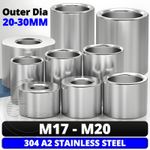 A2 Stainless Steel Spacer M17-M20 Standoff Collar Stand off Spacers 20mm-30mm OD