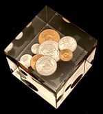 Rare 1971 Götabanken Nordic Coin Cube Acrylic Bank Memorabilia Excellent