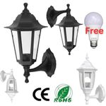 LED Wall-Mounted Outdoor Indoor Lantern Style Lamp Garden Home Light FREE BULB