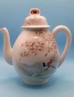 Japanese Kutani Eggshell Pottery Teapot Raised Design Exotic Birds