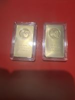 1 oz Gold Bar Perth Mint Finished 99.99 24 Karat Gold Plated In Capsule  x 2 .