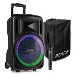 Fenton FT12LED MK2 12" Portable PA System with Wireless Microphone and Cover