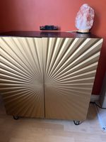 Gold & Black Freestanding Bar Cabinet, Rectangular 2 Door with 1 Shelf