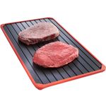 Defrosting Tray, Aluminium Meat Thaw Plate with Grooves & Spill-Proof Border