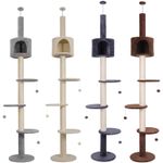 Floor to Ceiling Cat Tree 4-Tier Kitty Climbing Tower 224-256 Height Adjustable
