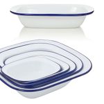 Enamel Pie Dish Oblong Bake Steak Pudding Baking Dish Oven Tray Traditional Tins