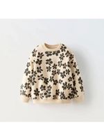 Zara Baby Girl Cream Floral Print Sweatshirt Black Flowers Size 2 Years