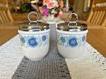 Pair of Vintage Wedgewood Clementine Porcelain Egg Coddler