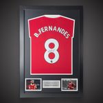 Bruno Fernandes Hand Signed And Framed Manchester United Shirt With COA £249