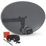 Zone 1 60cm Satellite Dish & Quad Lnb + 20m Black Twin Cable For Sky / Freesat