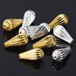 20pcs 14x7mm Gold/Silver Plated Plicated Teardrop Brass Metal Loose Crafts Beads