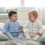 Baby Boy Cardigan Chunky Knit Cable Blue White