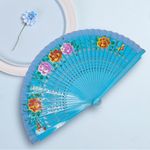 Spanish Style Hand Painted Flower Fan Wood Fan Custom Dance Fan Wedding Gift