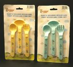 NEW! Kiddie Love Baby's First Weaning Spoon & Fork Set Available In Blue/Yellow