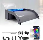 LONGRUN 30cm Curved Pond Pool Waterfall Blade w/ Bluetooth RGB LED Light, Steel