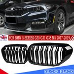 For  2017-2020 BMW 5 Series G30 G31 G38 Front Kidney Grill Grille Black Pair UK
