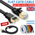 FLAT CAT8 Shielded 2000MHz 40Gbps Ethernet LAN Ultra HighSpeed Cable RJ45 Lot