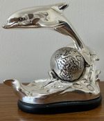 MARCELLO GIORGI Vintage Italian Design Silver Laminated Dolphin Leaping Globe
