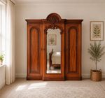 Rare & Beautiful 140 Year Old Victorian Antique Triple Breakfront Wardrobe C1900