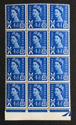 GB Scotland 1967 4d Ultramarine Block of 12 XS11 SGS8 MNH