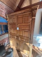Detailed antique linen press cupboard