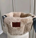 Lauren Ralph Lauren Deluxe Plush Faux Fur Dog Bed Small Cream/Oatmeal