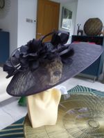 stunning   HUGE WIDE Jacques Vert   charcoal  Ascot/races/  wedding hatinator