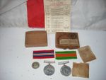 WW2 British medal pair & loyalty badge Tooting London blank medal slip boxed