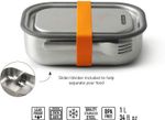 Stainless Steel Lunch Box (1 L) with Fork, Divider _ Leakproof _ Black and Blum