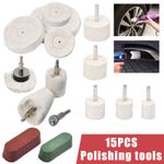 15X Buffing Wheel Polishing Mop Kit + Compounds for Metal Aluminum Chrome Glass
