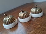 3 x VINTAGE TELCO BRASS & CERAMIC - DOLLY TOGGLE - JELLY MOULD - LIGHT SWITCHES
