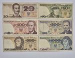 Poland banknotes   20 50 100 200 500 1000  zlotych 1982 1988