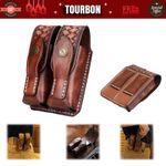 Leather Double Magazine Pouch/Case For Colt 1911 9mm /.40 /.45 Pistol Mag Holder