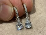 2.76 Carat Lab Created Diamond Pear Cut Drop Hoop Earrings Platinum Plated 925
