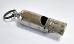 ANTIQUE SILVER PLATE ON BRASS PEA LESS PILLAR WHISTLE STAMPED ENGLAND
