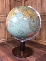 VINTAGE GERMAN 12” TERRESTRIAL GLOBE COLUMBUS ERDGLOBUS, PAUL OESTERGAARD 1950s