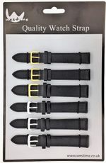 6 x Wholesale Job Lot Regular Black Leather Watch Straps 10mm To 24mm
